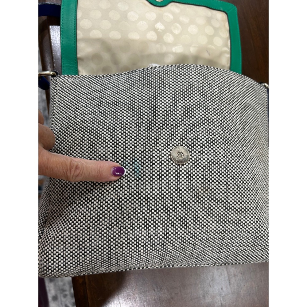 Kate Spade NY Carter Caden St. Crossbody Bag Green Blue Tweed Colorblock Sample - Picture 6 of 16